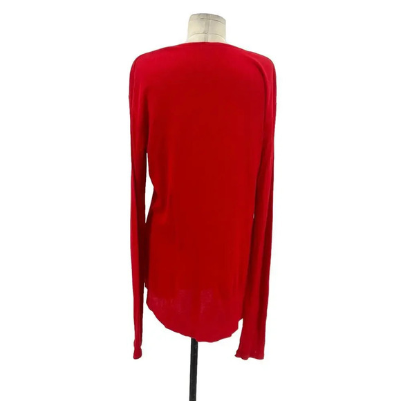Balmain Red Cotton Ribbed Long Sleeve Scoop Neck Tee‎ Shirt Size XL **Flawed - Picture 9 of 12
